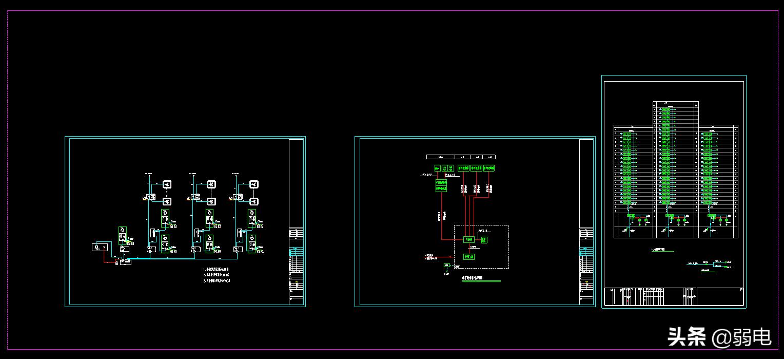 一份楼宇对讲系统图，接线与分机安装图